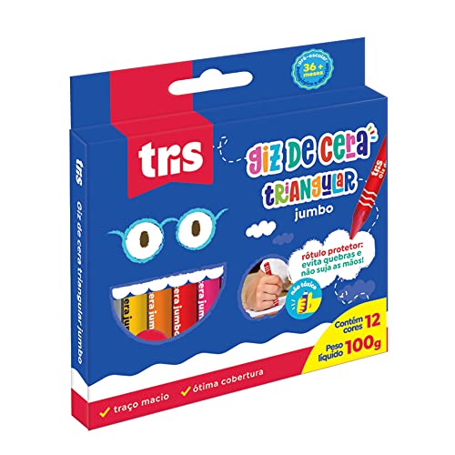 Giz De Cera Jumbo Triangular 12 Cores - Tris