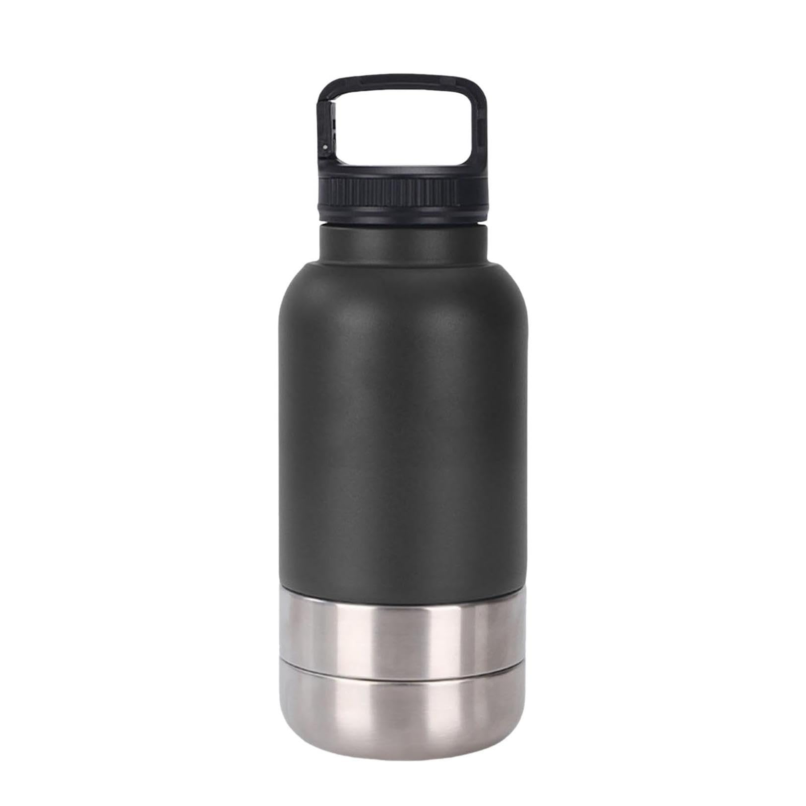 Dog Travel Water Bottle, 3In1 Portable Dog Water Bottle, Stainless Steel Insulated Puppy with Detachable Food Bowl & Water Bowl, 1L Multifunctional Dogs Travel Water Bowls for Outdoor (D, 1L)