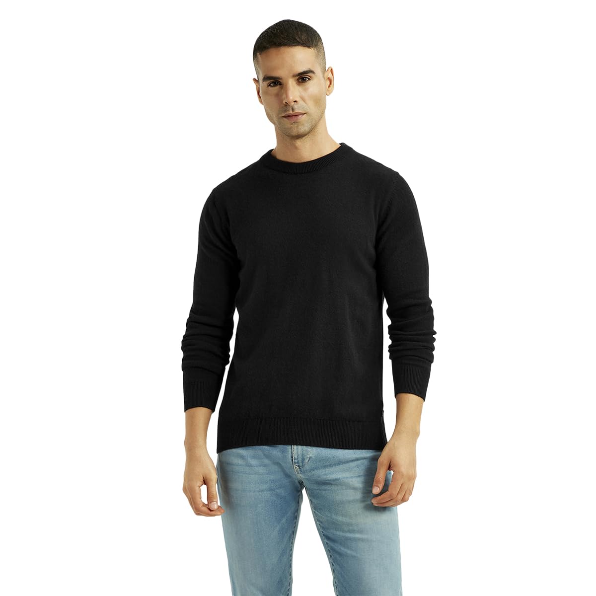 levi's Men's Solid Black Crew Neck Sweater-picture-38
