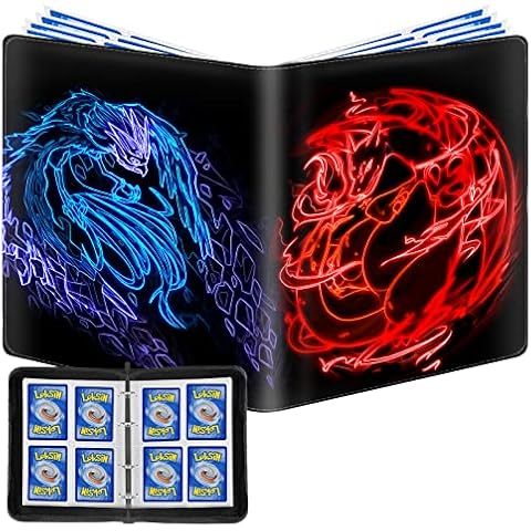 Deberbon Card Binder 4 Pocket Card Holder, BiGeve Trading Card Album Binder with 50 Sleeve Portable Card Collector with Zipper Holder Up to 400 Cards Cover