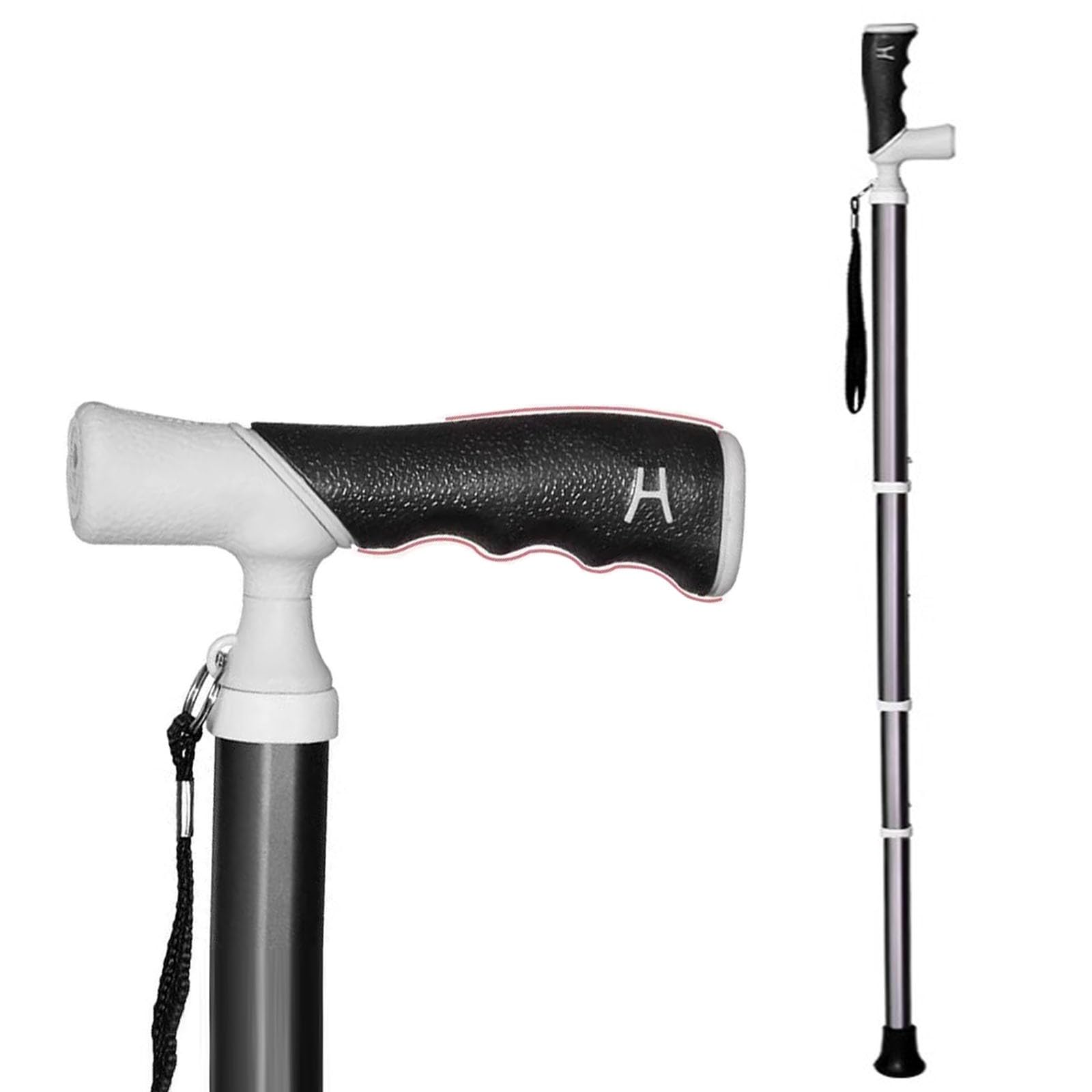 Bastoncini da trekking per donne e uomini bastoncini da trekking regolabili a 4 sezioni per escursionismo campeggio e zaino in spalla impugnatura con rotazione di 90°(Color:Schwarz,Size:38~105cm)