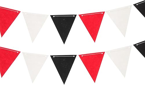 Miniatura 1 de 2 pancartas decorativas para fiestas, banderines negros, rojos, blancos, triangulares, suministros de fiesta de felicitaciones, suministros de