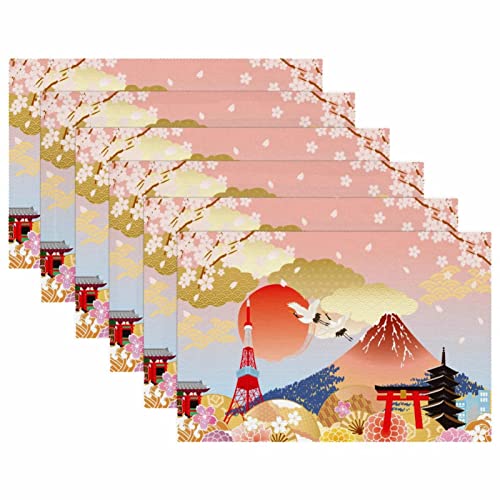 Set de table rectangulaire résistant chaleur temple cerisier x6
