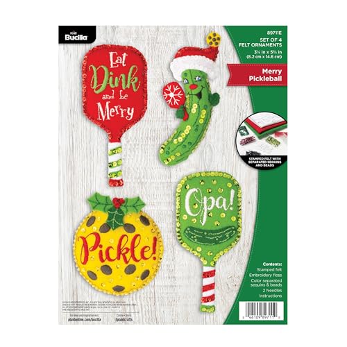 Appliques en feutre Bucilla Merry Pickleball kit broderie décoration loisirs créatifs Noël