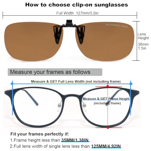 Image of MONICE Fishing Clip on Flip up Polarized Sunglasses Fit Over Prescription Glasses Driving UV Protection Gift Men Women