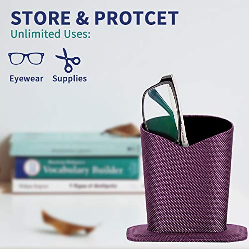Image of 2 Pcs a Set, Plush Lined Eyeglasses Holder Stand Case Protective Glasses Case for Desks
