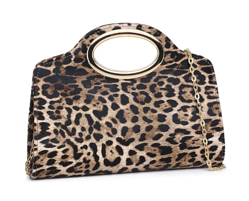 Image of Top Metal Handle Clutch Bags for Women, Evening Handbag Shoulder Crossbody Purse with Chain