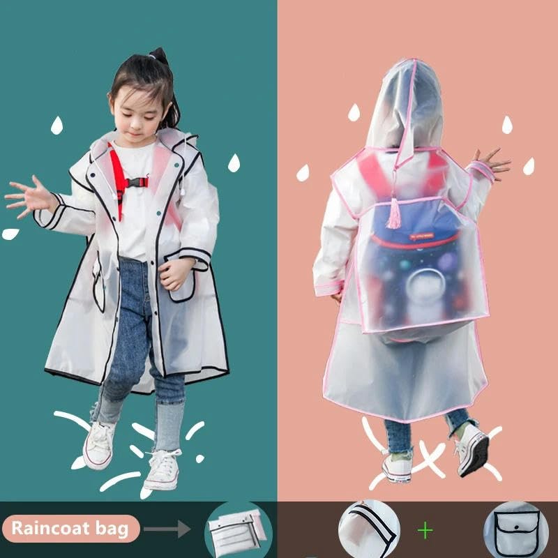Eva Transparent Children Raincoat Girls Whole Body Waterproof Boys Kindergarten Pupils Poncho2