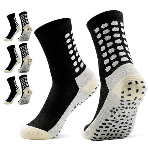 Chaussettes de football antidérapantes enfants lot de 3 paires en coton pour garçons de 4 à 12 ans