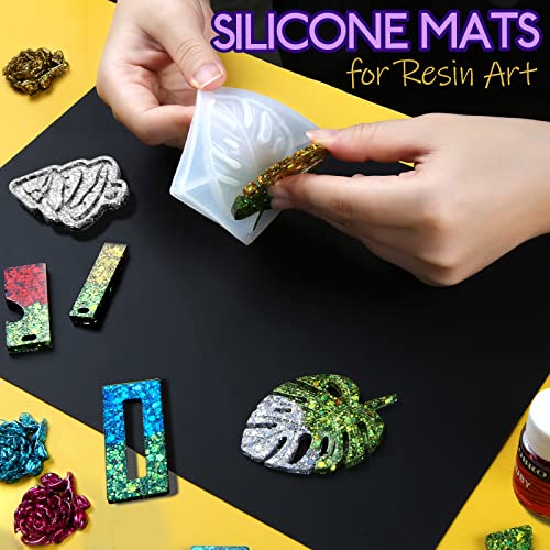 Image of LEOBRO Silicone Mats for Resin Molds, Crafts, Play Dough Mat, Gray & Black | 2pcs Nonstick Silicone Mats, Playdough Mat, for Epoxy Resin Molds, Art Crafts, Resin, Paint, Glue, Jewelry Making, 11.7 inchx8.3 inch
