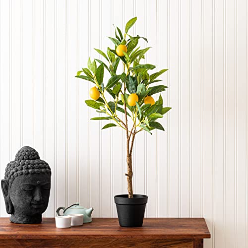 Vickerman Everyday 28" Artificial Potted Lemon Tree - Lifelike Home Or Office Decor - Premium Faux Potted Tree With Real Touch Leaves - Maintenance Free #TOP1