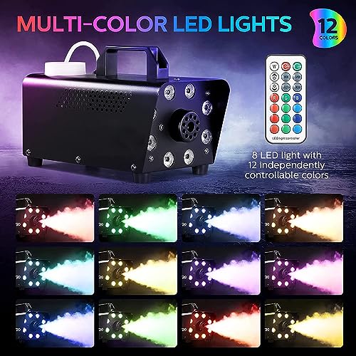 Machine à fumée avec télécommande sans fil et filaire à LED de couleur