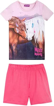 Miss Melody Girls Nightwear Pajama: T-Shirt and Shorts, Pink