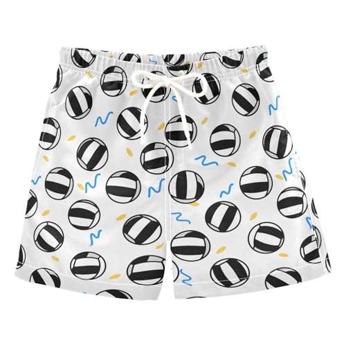 Little Boys Swim Trunks Balls Print Beach Board Shorts Toddler Boy Swimwear Bathing Suit with Pockets