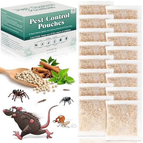 16 Pack Spider Repellent Pouches Natural Based Spider Silverfish Pest Repellent Indoor Keep Insect Ants Mouse Cockroaches Moths Bugs Away Pest Repellant Pouch Indoor Home