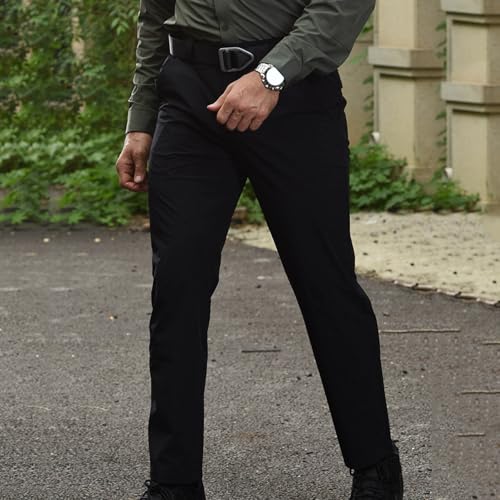 Cargo Pants for Men Straight Leg Elastic Waisted Work Joggers Baggy Button Trousers with Pockets with Belt Loops2