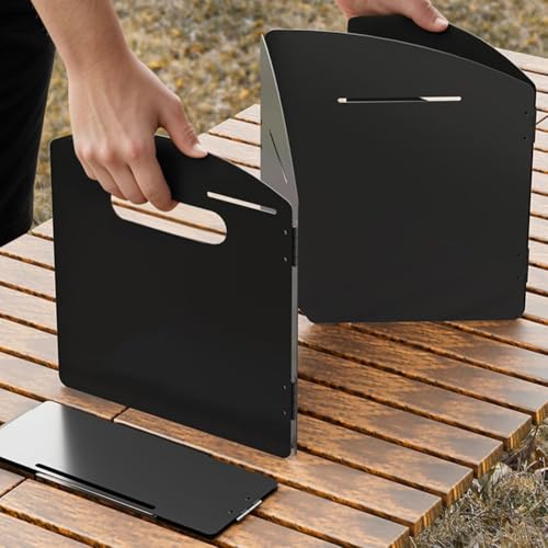 NEIQIUWING Tragbarer, Faltbarer Camping-Windschutz für Gaskocher – Stahl, 41 × 25 × 30 cm oder 50 ×â€¦ – Miniatur