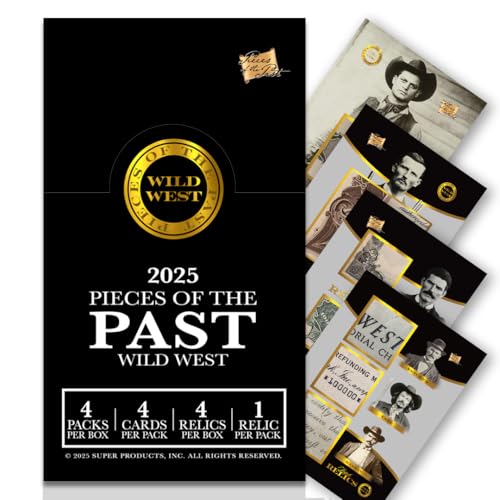 Pieces of the Past 2025 Wild West Edition- 4 Relics Per Box, Authentic Western Relics, Rainbow Parallels & 1/1s, Original Handwriting, Cut Signatures, Clothing, Gear, and Vintage Documents