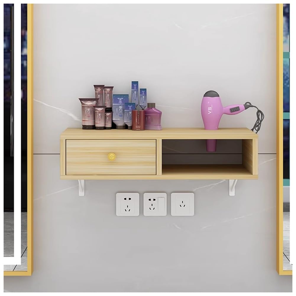 Estación de estilo de montaje en pared con cajón y soportes para secador de pelo para organización de salón y spa