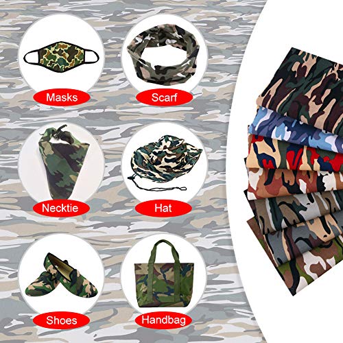 7 PCS Fabric Cotton Camouflage Print,Fat Quarter DIY Craft Cotton Fabtric by The Yard 100% Cotton Camo for Dressmaking Shirts Clothes Quilting Sewing Patchwork Homemade Masks (18.9\"x18.9\").