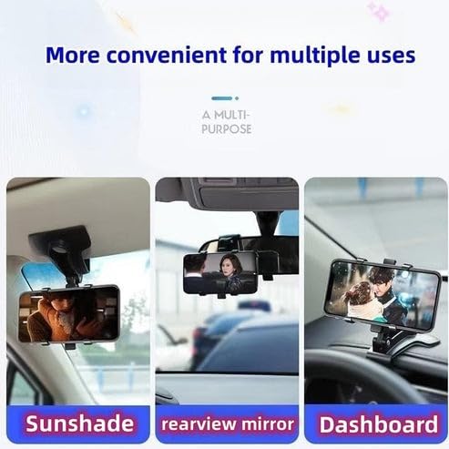 Image of MAPPERZ Universal Car Phone Mobile Holder Stand, Dashboard and Desk Mount with 360 Rotation, Anti-Slip Grip, Adjustable Clip, Secure Locking System for GPS Navigation and Hands-Free Use