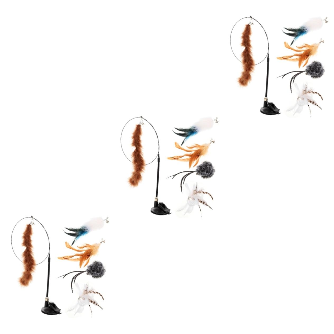 Yardwe 18stücke Teiliges Katzen-Spielzeug Saugnapf Und Federn Interaktives Teaser-Spielzeug Für Katzen Selbstspielzeug Für Haustiere Mit Spielzeugglocken Und Abnehmbarer Schnur