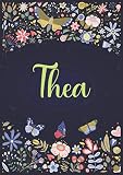 theatre de la ville  Thea: Notizbuch A5  Personalisierter vorname Thea  Geburtstagsgeschenk für Frau, Mutter, Schwester, Tochter  Design: Garten  120 Seiten liniert, Kleinformat A5 (14,8 x 21 cm)