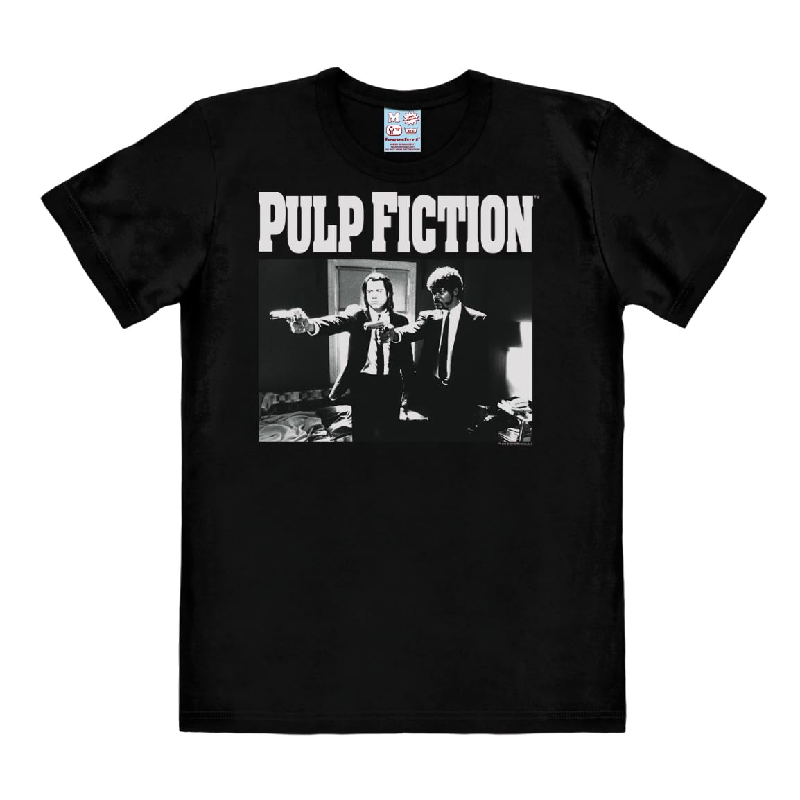 LOGOSHIRT - Pulp Fiction - Vincent Vega & Jules Winnfield - Logo - T-Shirt Uomo - Nero - Design Originale Concesso su Licenza