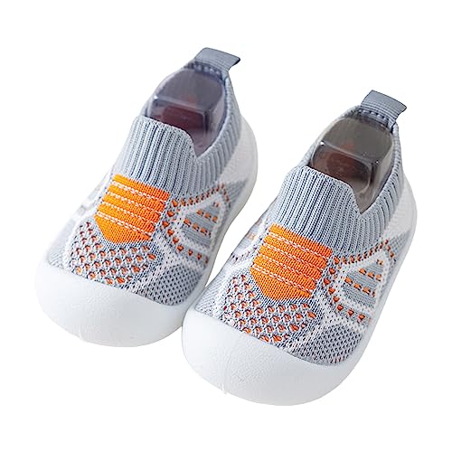 Baby First Walking Shoes Infant Boys Girls Socks Toddler Breathable Cartoon Mesh The Floor Socks Non-SIip Tennis Shoes (Grey, 18-24 Months)