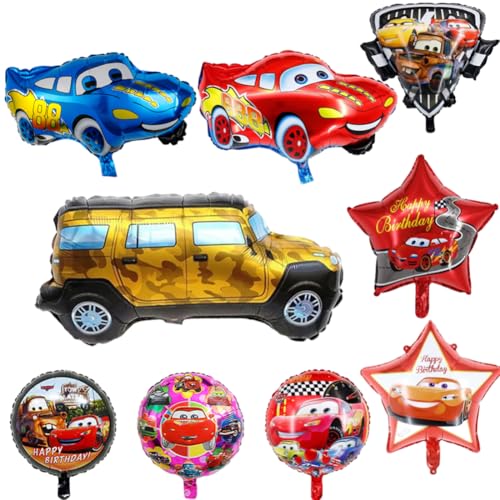 9 PCS Car Birthday Decorations, Car Balloons Party Decorations, Auto Theme Birthday Party Supplies Foil Balloons Racing Cars Balloons for Kids Birthday Party Decorations