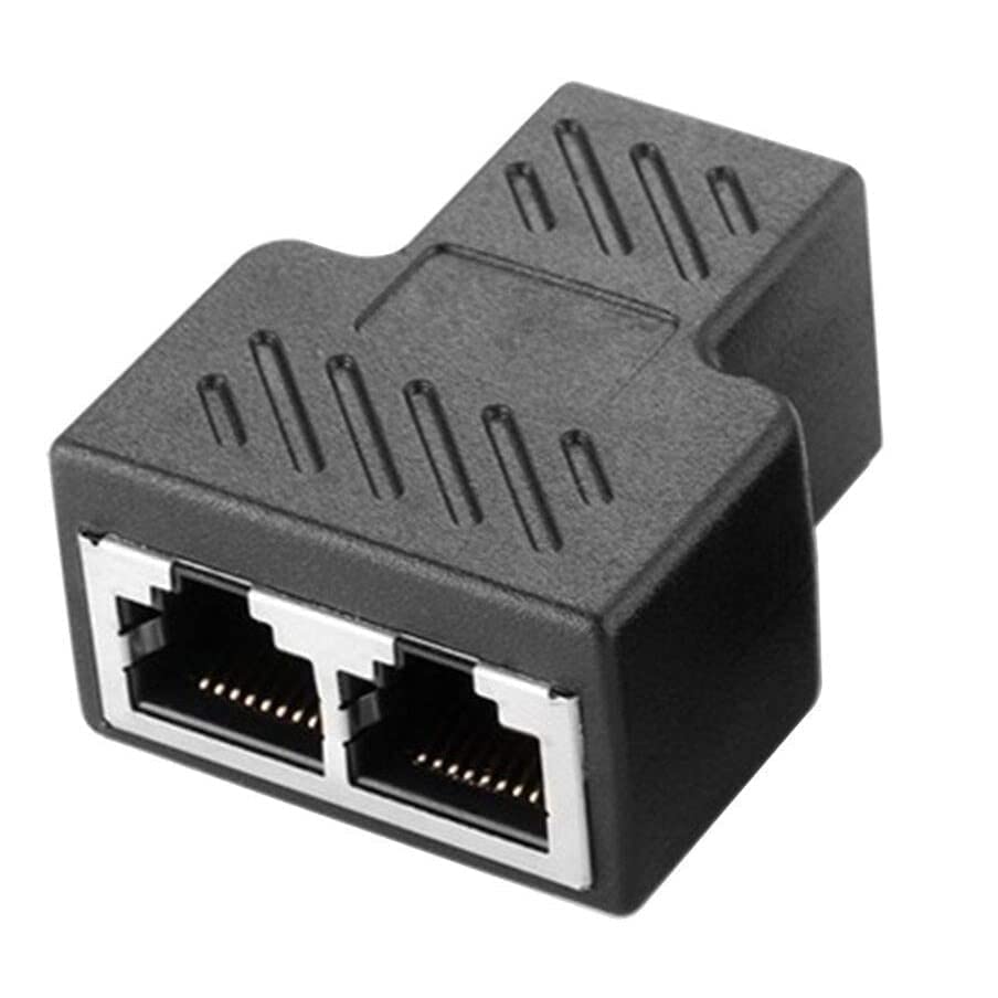 ANGEL E-COMMERCE® Ethernet RJ45 LAN Coupler Adapter Splitter 1 to 2 Female 8P8C Cat5 Cat6 Cat5e Network Plug for Laptop, Router, Model, Server ((Pack of 1)
