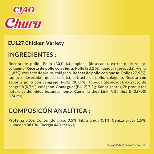 Miniatura 6 de INABA Churu Snack para Gatos, Multipack Sabor Pollo, 20 Sticks x 14g