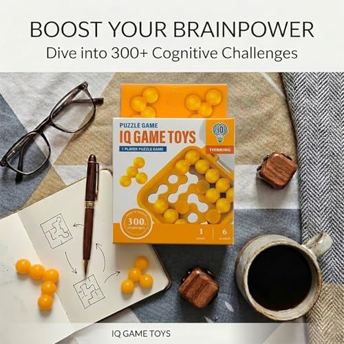 Image of IQ Puzzle Combo Set for Kids & Adults | Brain Teaser Logic Toy with 24+ & 300+ Challenges | Educational Travel Mind Game | Single Player Age 6+