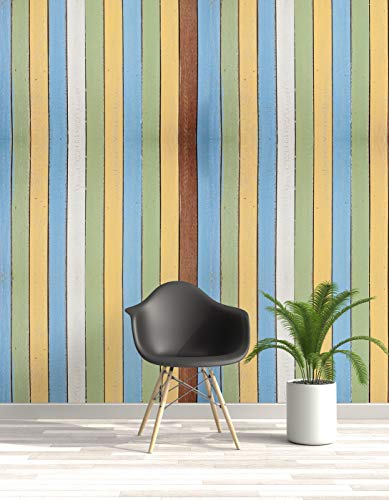 Image of DWELLSINDIA Painted Wood Self Adhesive Wallpaper Peel & Stick, Waterproof, Scratch Resistant, Laminated (41cm x 244cm, Multi)
