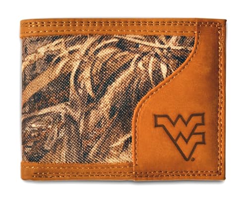 Realtree West Virginia Mountaineers Bifold Max-5 Camo & Leather Wallet - Zep-Pro - NCAA