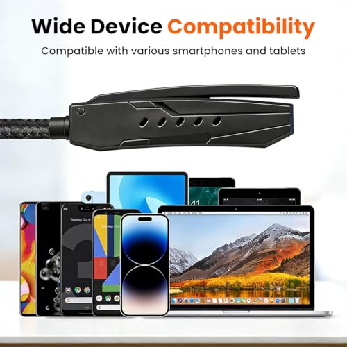 Image of Verilux 1.8M /5.9FT Right Angle Type C to Lighting Cable with Foldable Stand, PD 27W & 480Mbps Data Cable C Type Fast Charging with Nylon Braided Aluminum, Durable & Tangle-Free for iPhone 14 /13 /12