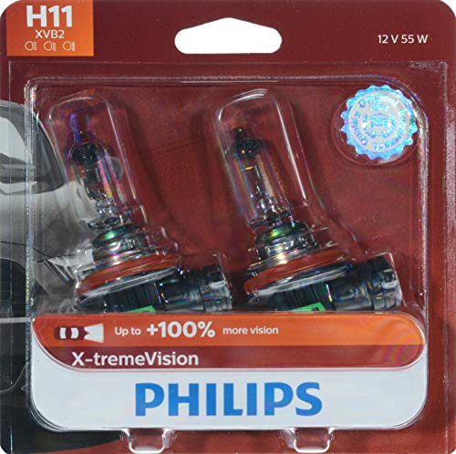 Philips Automotive Lighting H11 X-tremeVision Upgrade Headlight Bulb with up to 100% More Vision, White (12362XVB2) 2 Count #1