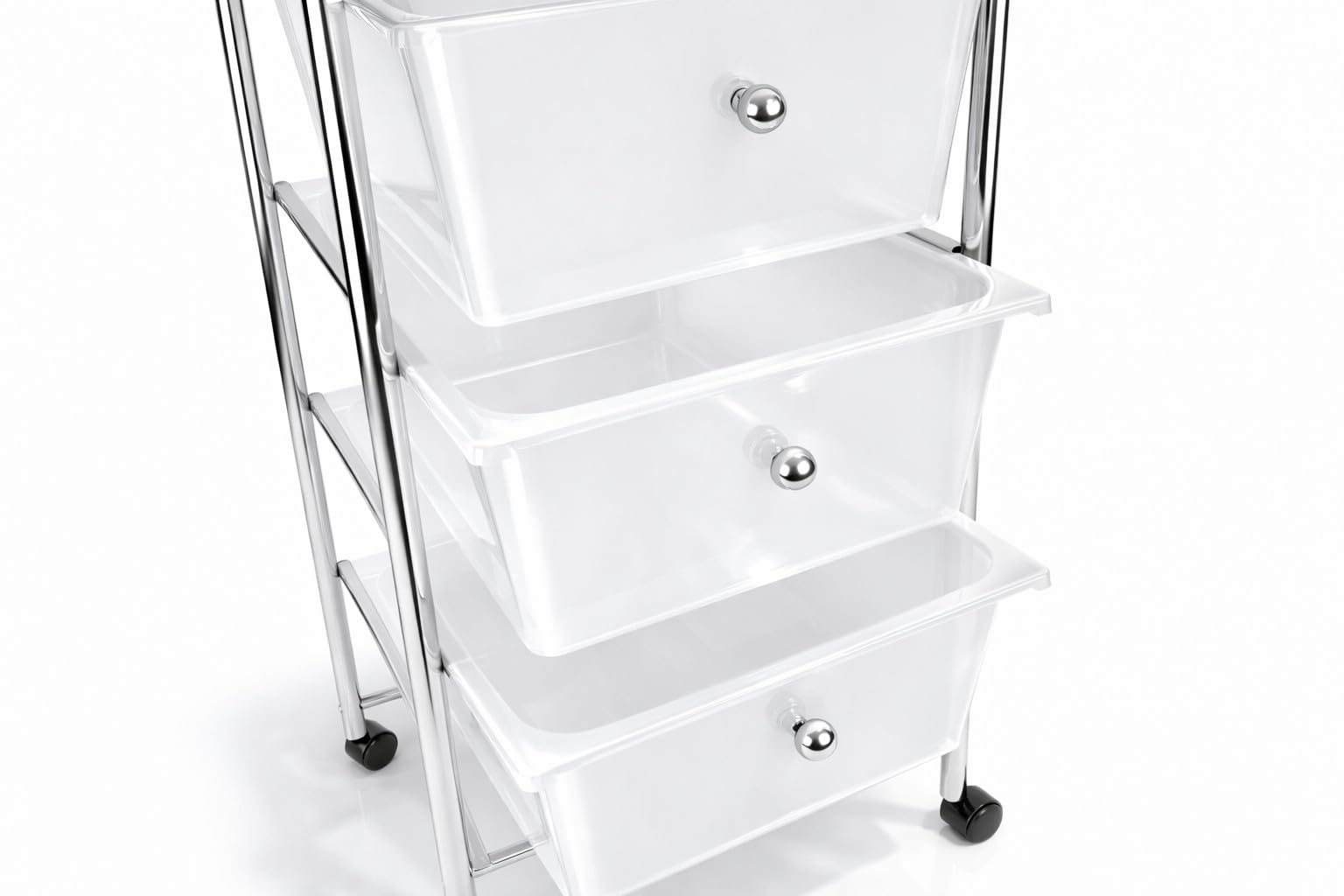 HERSIG Cajonera Plastico Metal Blanco 5 Alturas con Ruedas