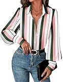 Zeagoo Striped Blouses for Women Business Casual Long Sleeve Tops Button Down Boho Clothes Work Blouses