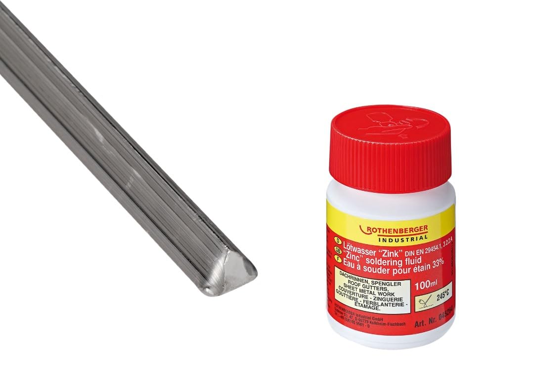 ROTHENBERGER Industrial Set ROLOT 611 – bleifreies Stangenlötzinn (50 g) + Lötwasser (100 ml)