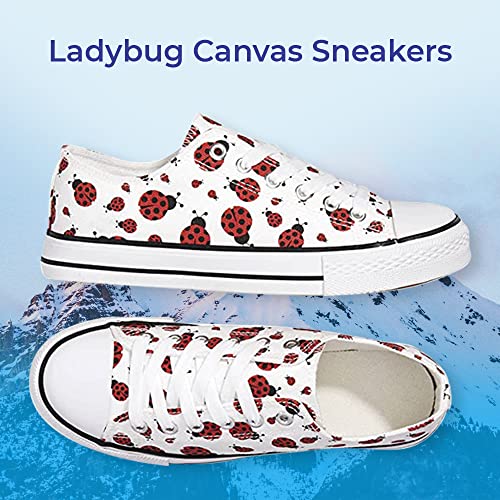 SAGEFINDS Ladybug Canvas Sneakers | Women’s Lace Up Style Fashion | Low Top Casual Walking Shoes2