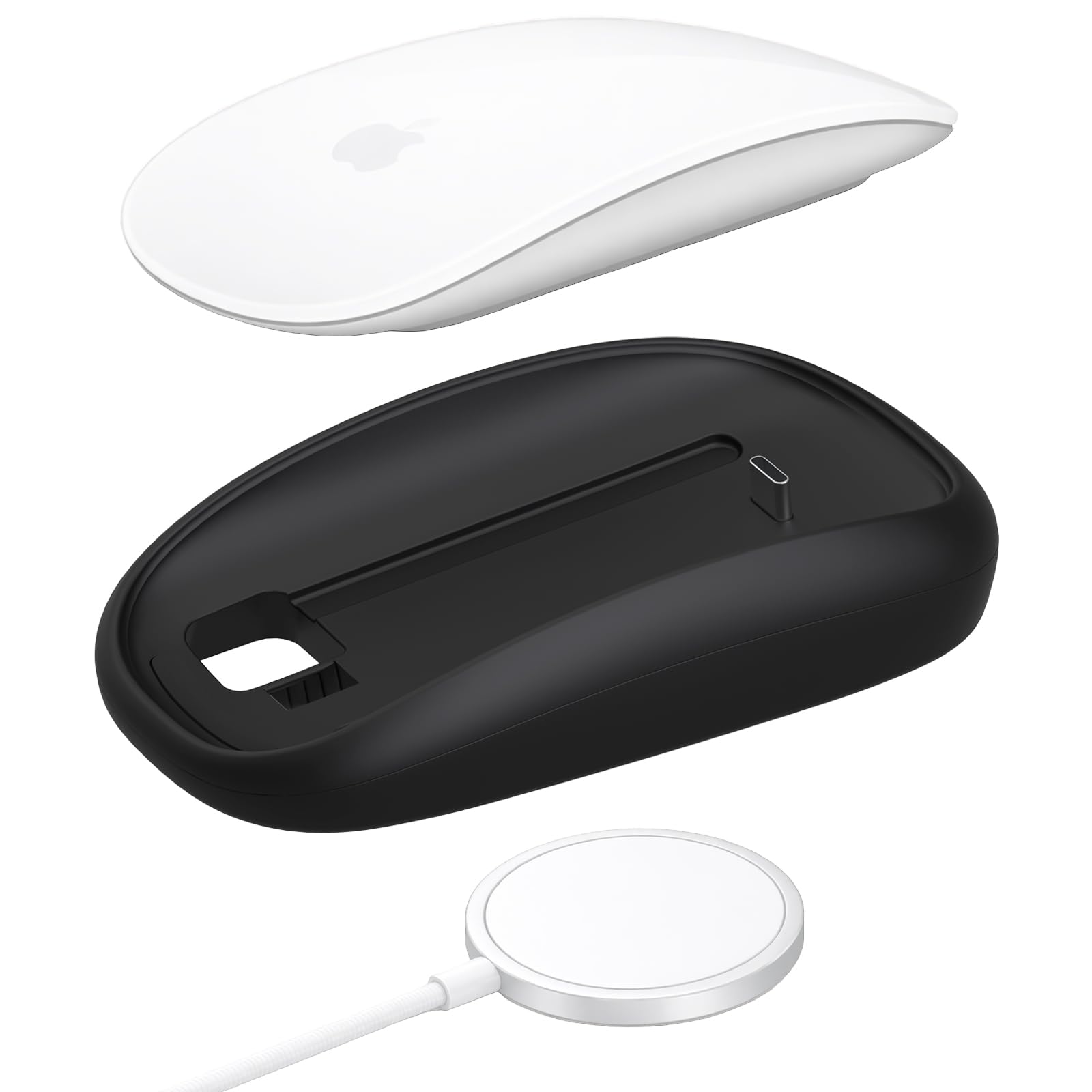 Cevorenx Magic Mouses Charger Base Wireless Charging Dock for Apple Magic Mouse 2 (Lighting), Ergonomic Wand Apple Mouse Grip with MagSafe Charging Support (White),Charger and Mouse not Included — view 6