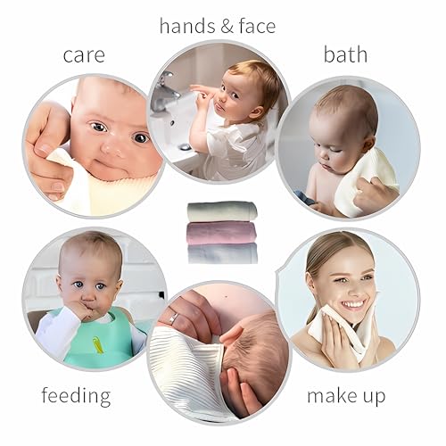 Image of 6pcs Baby Wash Cloths for Face Drying Towel, 10 * 10 Inch Bamboo Rayon Face Cloth, Soft Washcloths for Baby and Adult, Reusable Makeup Remover Face Towel