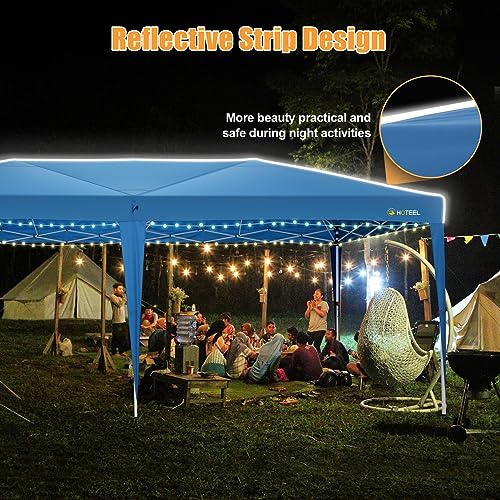 Image of HOTEEL 10x20 Pop Up Canopy Tents for Parties, Outdoor Tent with 6 Sidewalls & 8 Wind-Resistant Rods & Carry Bag, Easy Setup for Wedding, Patio Events, Commercial, Waterproof and UV50+ Protection, Blue