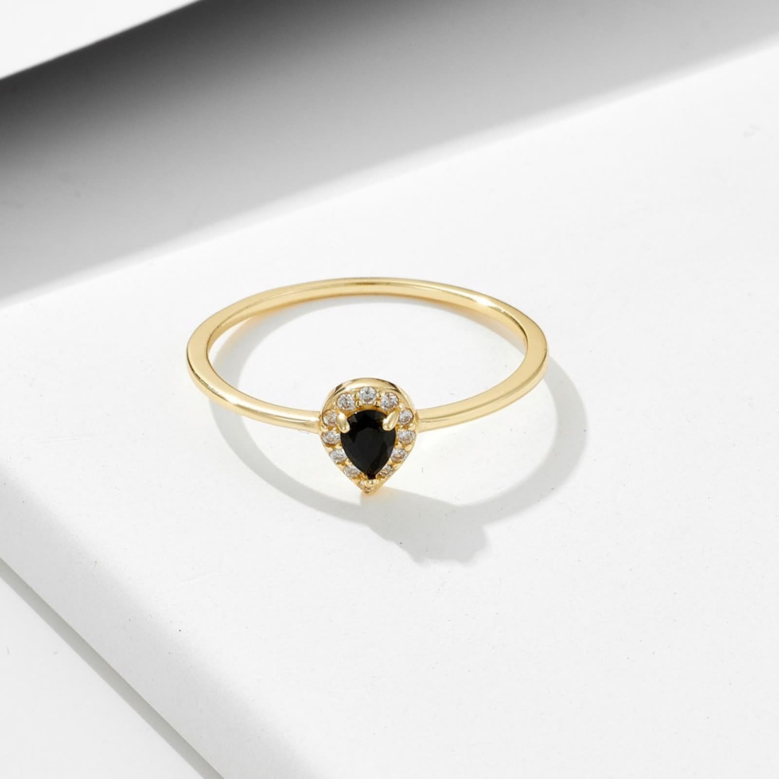 Anillos de dedo medio para mujer, anillos de moda con gotas de agua con ágata y oro amarillo