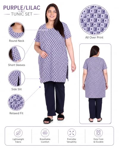 Image of In Love Women's All-Over Printed Cotton Plus Size Longline T-Shirt with Pockets