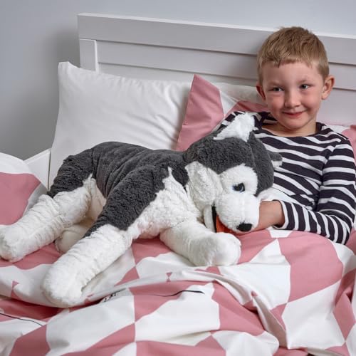 IKEA Plüschtier XXL Husky 70cm Plüschhund Kuscheltier Plüschtier Stofftier - blaugrau-weiß