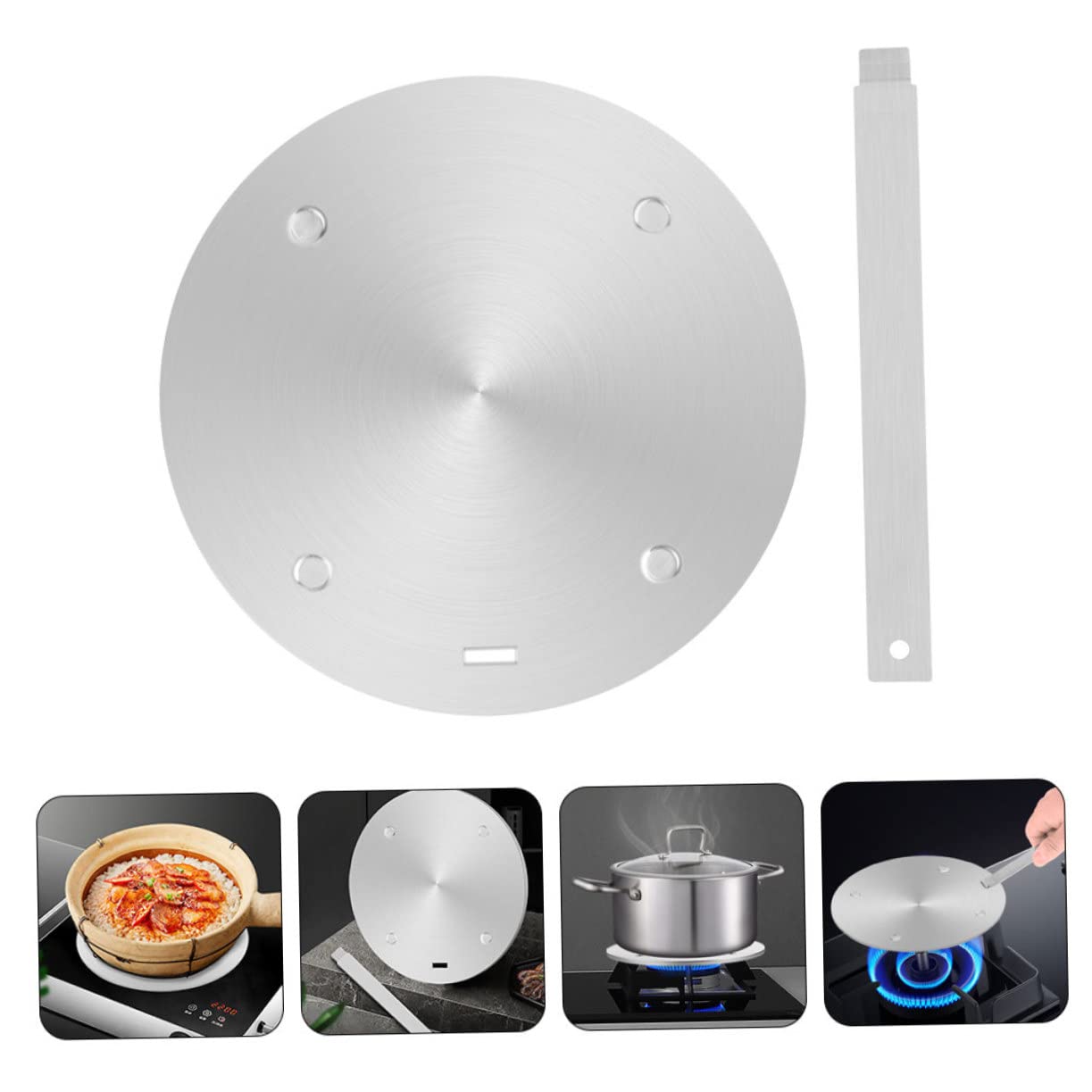 ULTECHNOVO Piastra Adattatore Diffusore di Calore Professionale per Induzione da Conservare in Acciaio Inossidabile Argento Facile da Pulire per Fornelli Elettrici e Cucina a Induzione