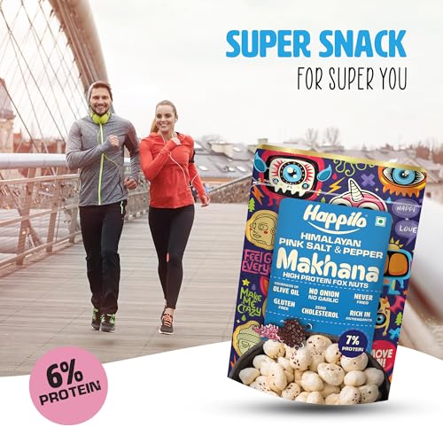 Image of Happilo Premium Super Snack Makhana Himalayan Salt & Pepper 55g | Roasted Foxnuts, Phool Makhana, Lotus Seeds | Healthy Snacks | Low Calorie, Vegan & Crunchy