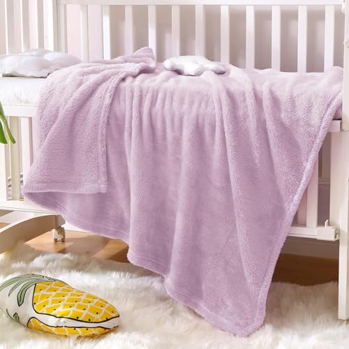 Image of Exclusivo Mezcla Plush Fuzzy Fleece Throw Blanket, Super Soft, Fluffy and Warm Blankets for Couch, Bed, All Season Use (40x50 Inches, Light Purple)